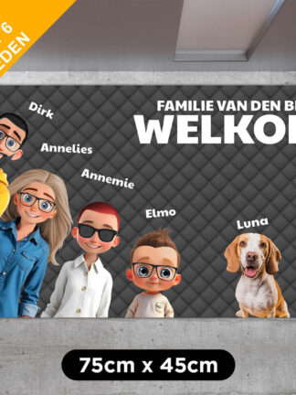 Gepersonaliseerde deurmat - Geanimeerd gezin