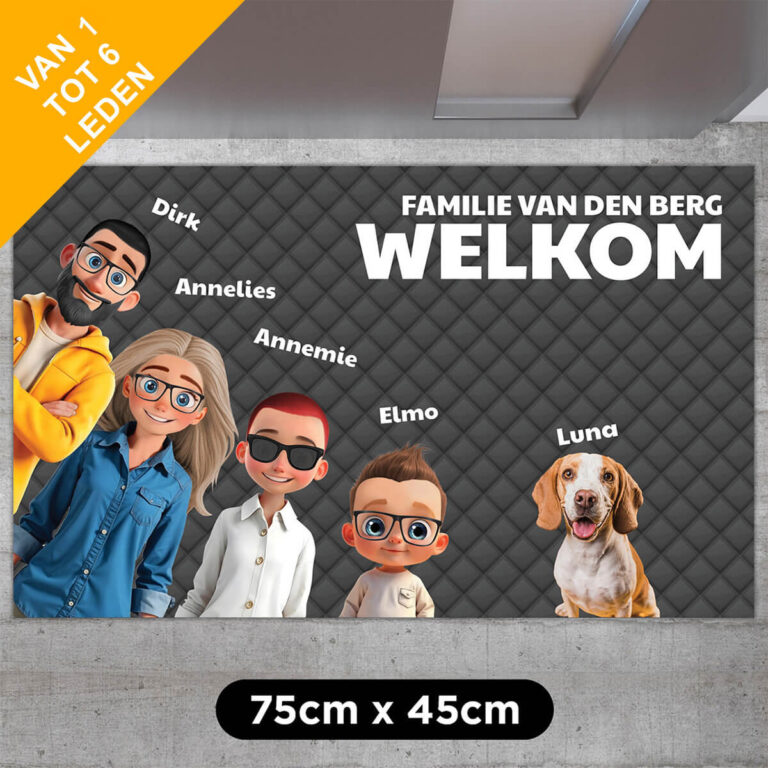 Gepersonaliseerde deurmat - Geanimeerd gezin
