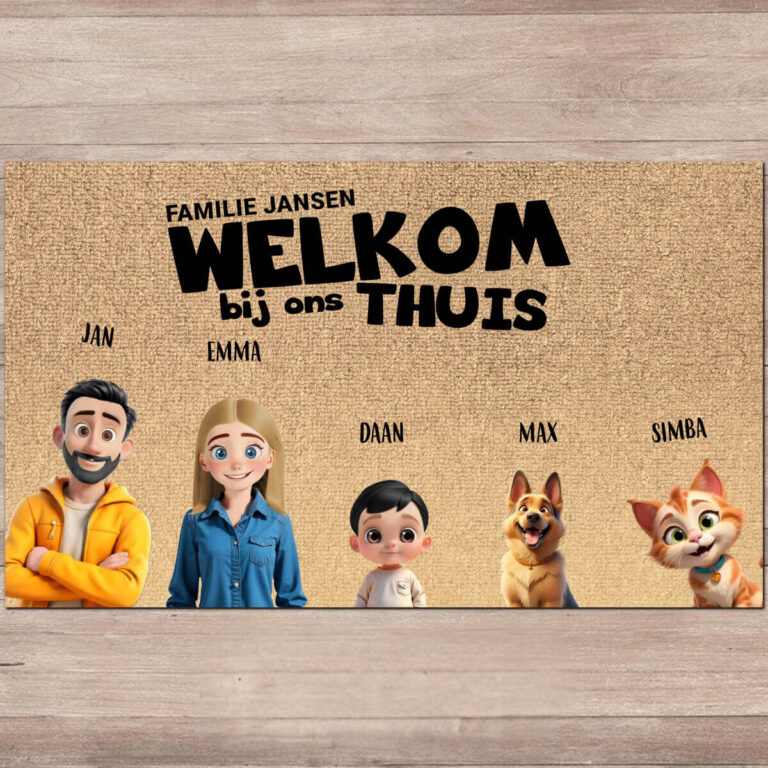 Gepersonaliseerde deurmat - Tekenfilmfamilie
