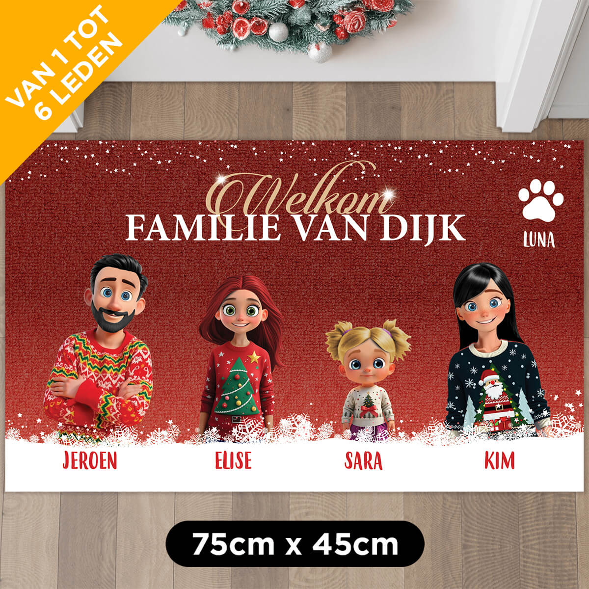 Gepersonaliseerde deurmat - "Fijne Feestdagen"