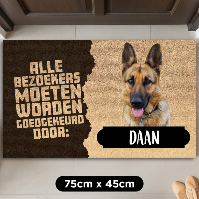 Gepersonaliseerde deurmat - Bezoekers moeten worden goedgekeurd door